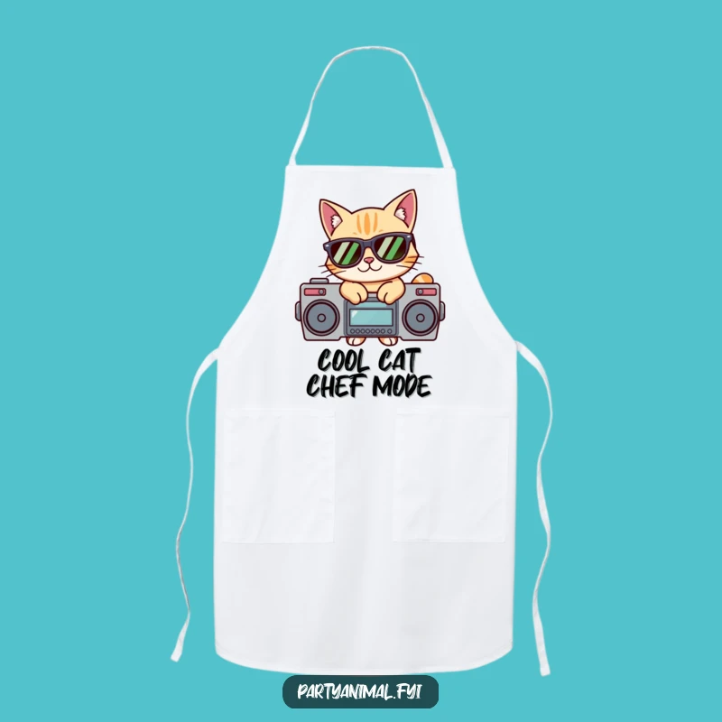 Funny Cool Cat Boombox Apron - Hilarious Kitchen DJ Style