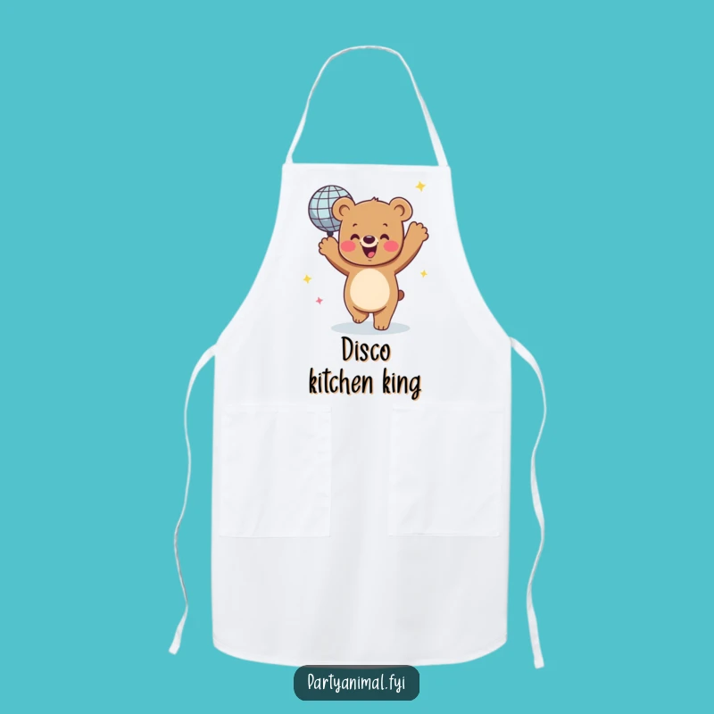 Funny Dancing Bear Disco Ball Apron - Hilarious Kitchen Dance Party