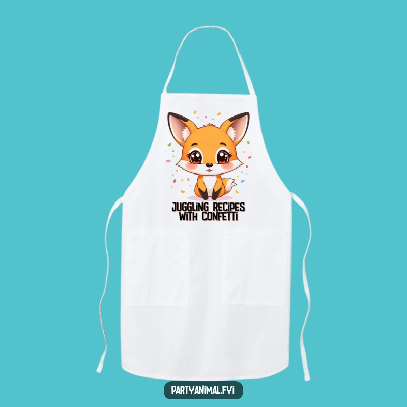 Funny Fox Juggling Confetti Apron - Hilarious Kitchen Fun for Chefs
