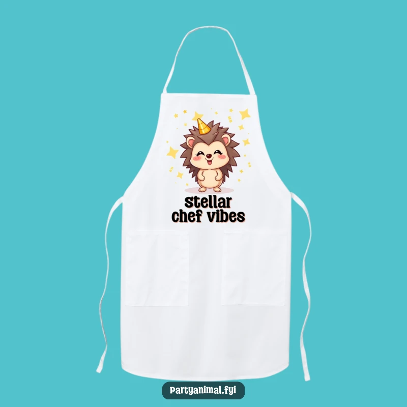 Funny Hedgehog Stars Apron: Cook with Festive Sparkle