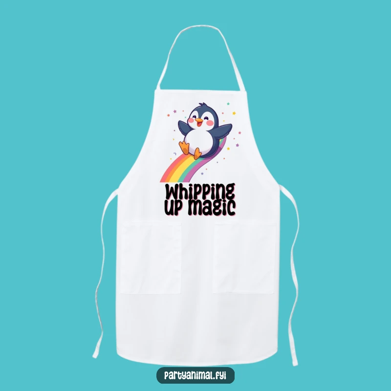 Funny Penguin Apron: Gleeful Chef's Rainbow Slide Gift
