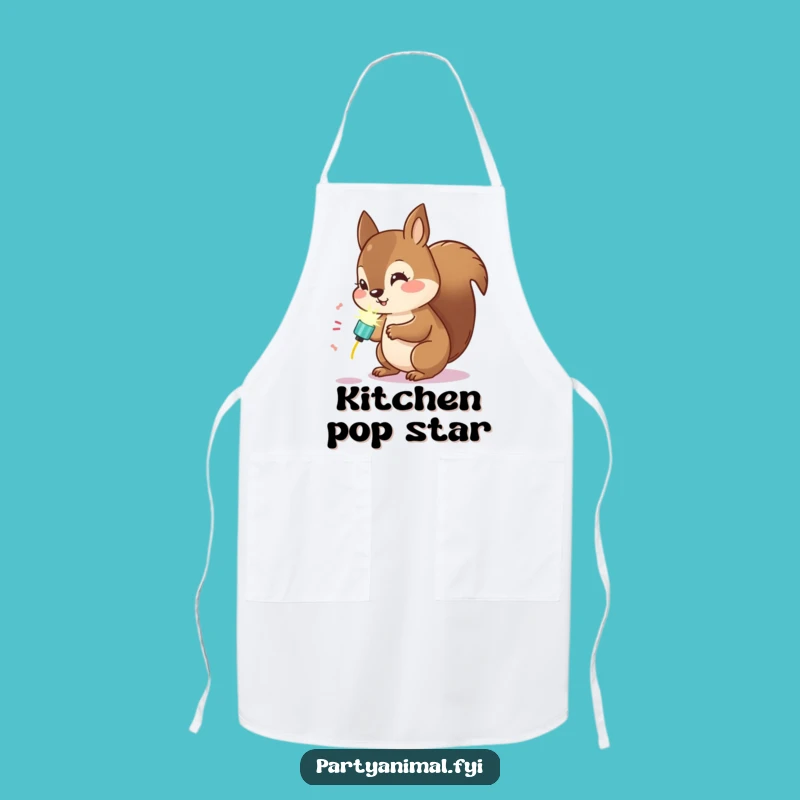 Funny Kawaii Squirrel Party Popper Apron: Cook with Curious Flair!