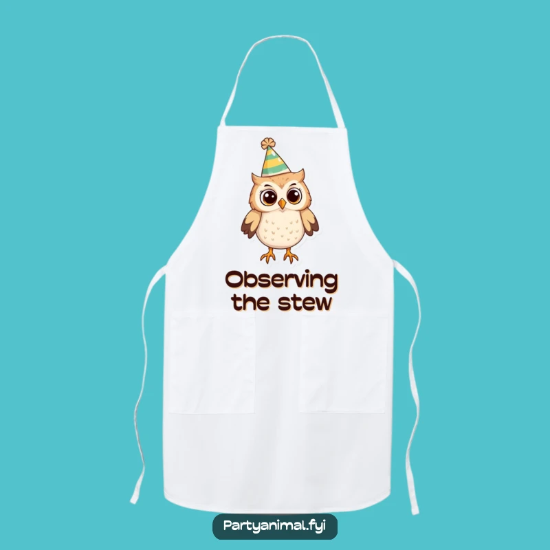 Funny Owl Party Hat Apron: Cook with Curiosity and Fun