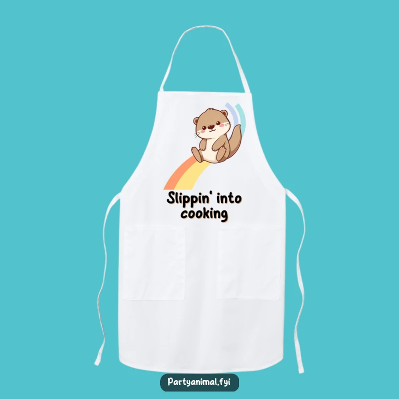 Funny Otter Rainbow Streamer Apron: Cook Up Laughs with This Gift