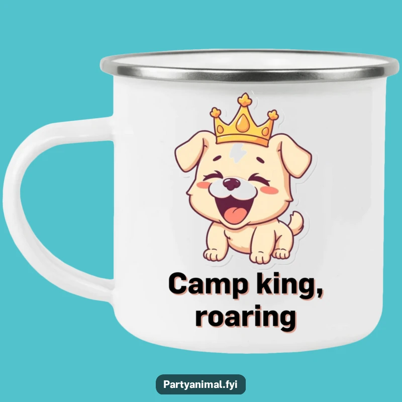 Funny Puppy Crown Camping Mug: Royal Sips on Every Adventure