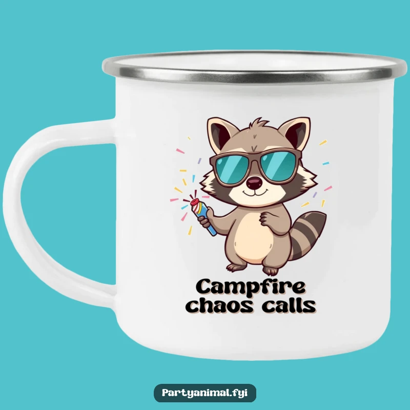 Funny Raccoon Camping Mug: Party Outdoors, Cool Sunglasses Gear