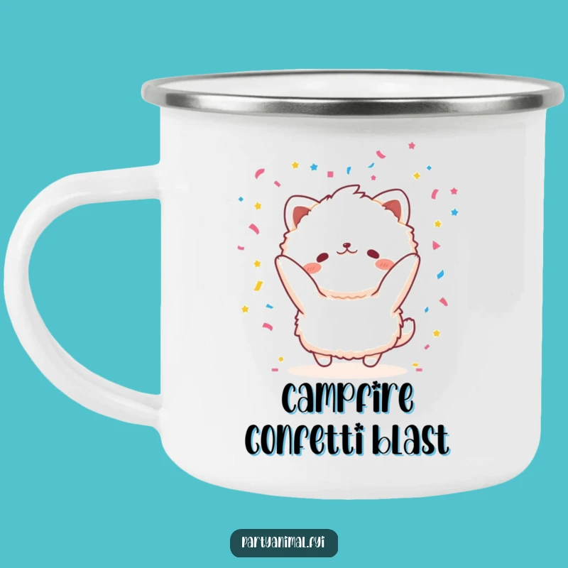Funny Joyful Animal Confetti Camping Mug: Celebrate Outdoors, Brilliant Funny Gift!