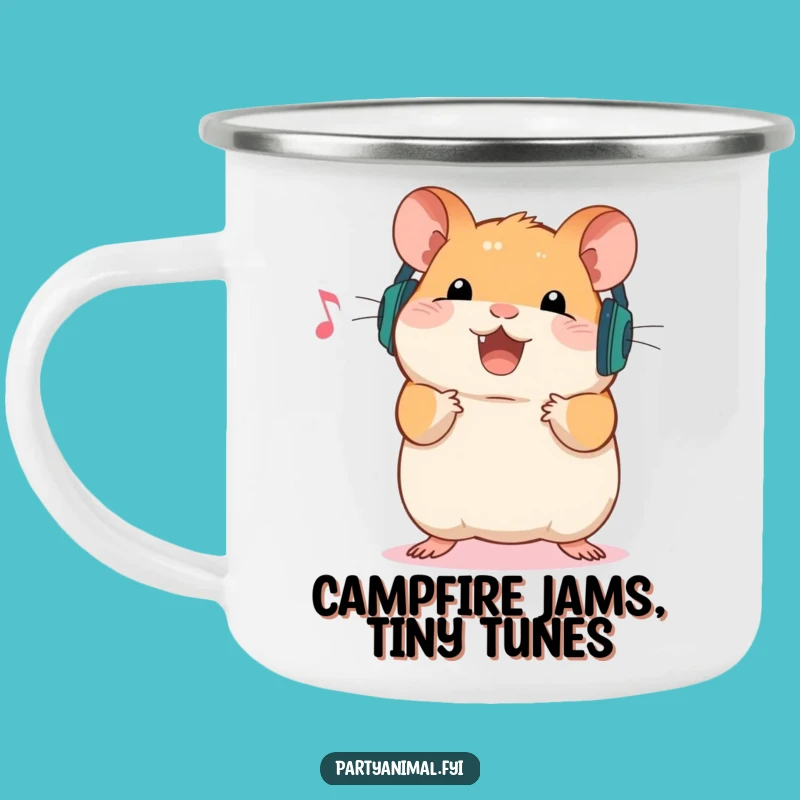Funny Hamster Camping Mug: DJ Headphones - Outdoor Music Gift!