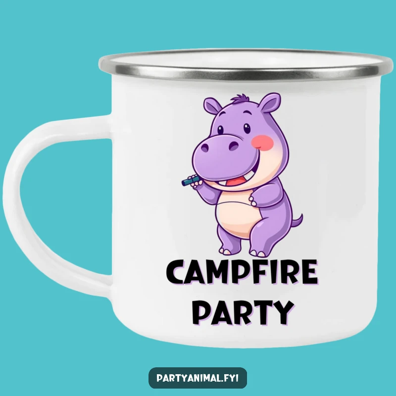 Funny Hippo Camping Mug: Party Twirl, Outdoor Celebration, Great Funny Gift