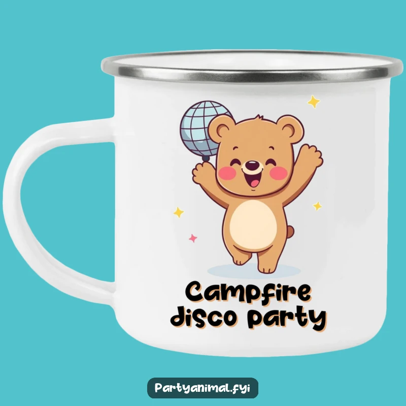 Funny Dancing Bear Disco Ball Camping Mug - Outdoor Dance Party Fun