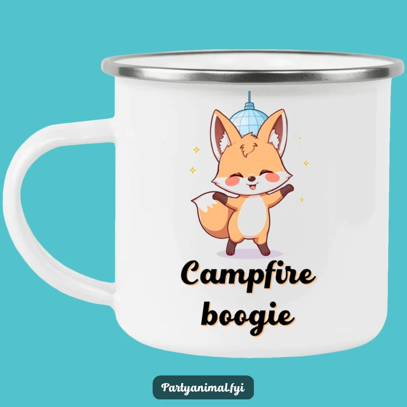 Funny Fox Camping Mug: Disco Adventures with Hilarious Style, Gift