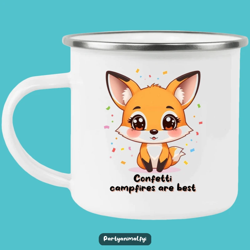 Funny Fox Juggling Confetti Camping Mug - Outdoor Adventure Fun