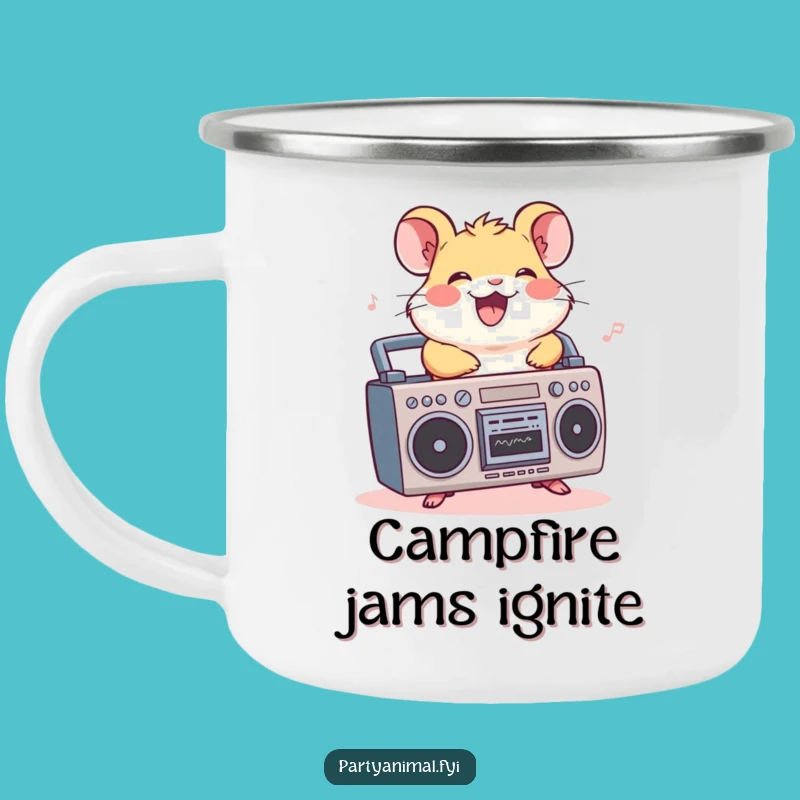 Funny Hamster Boombox Camping Mug: Cheerful Rider Grooving On Adventures