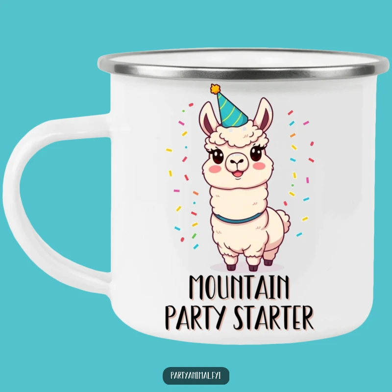 Funny Llama Party Camping Mug: Adventure Fuel with a Juggling Confetti Llama