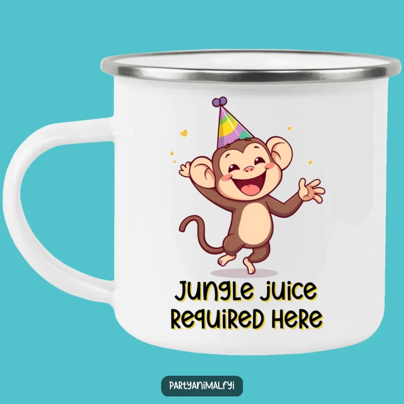 Funny Monkey Camping Mug: Wild Dancing Party Hat Outdoor Gift