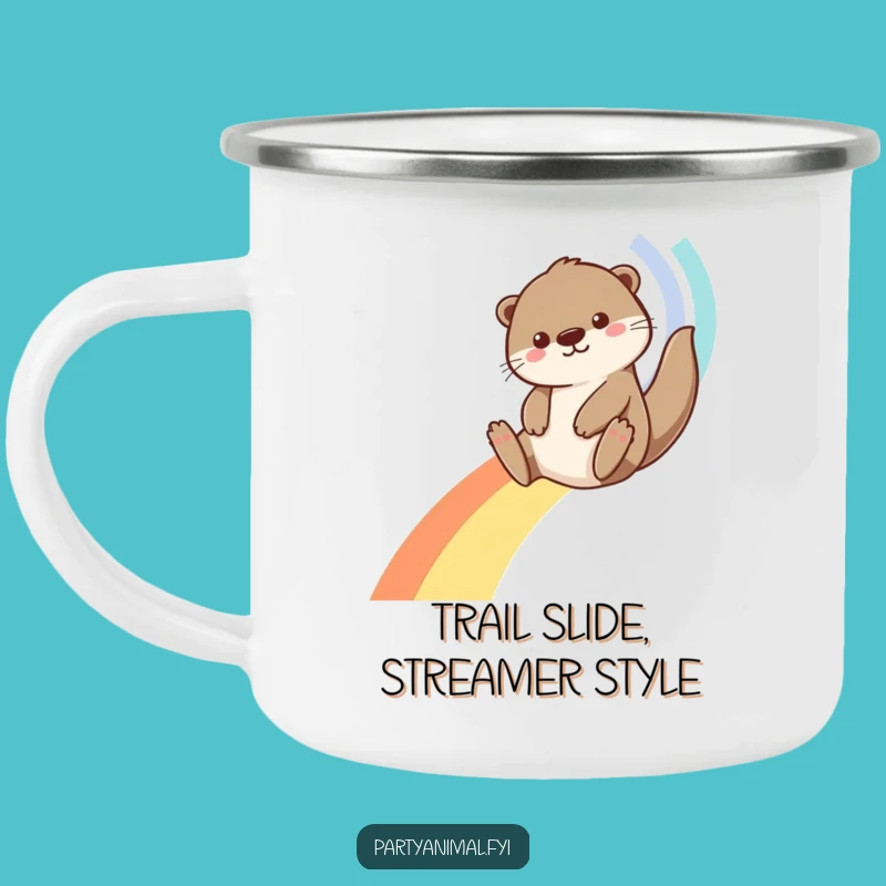 Funny Otter Rainbow Streamer Camping Mug: Adventure and Laughter Outdoors