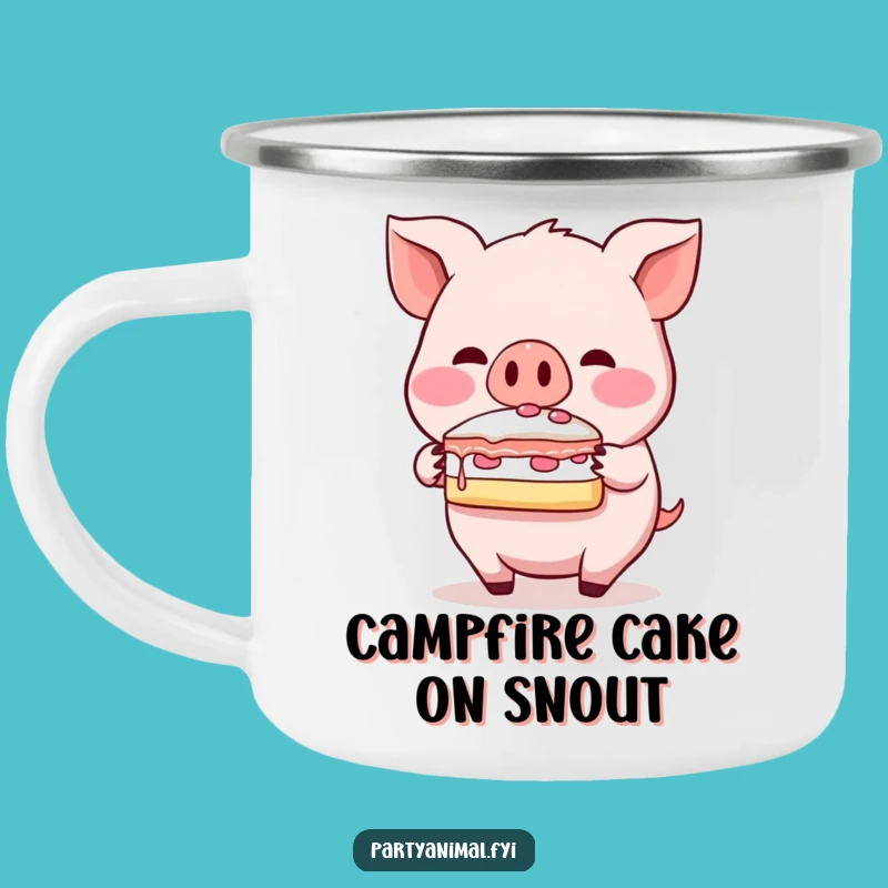 Funny Pig Cake Camping Mug: Blushing Snout Balance Sweet Adventures