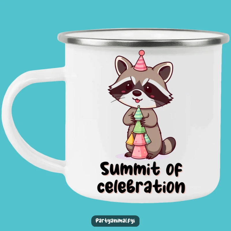 Funny Raccoon Camping Mug: Party Hat Stacker - Outdoor Bandit Gift!