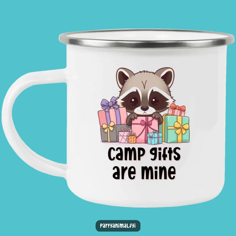 Funny Raccoon Gift Camping Mug: Curious Peeker on Adventures