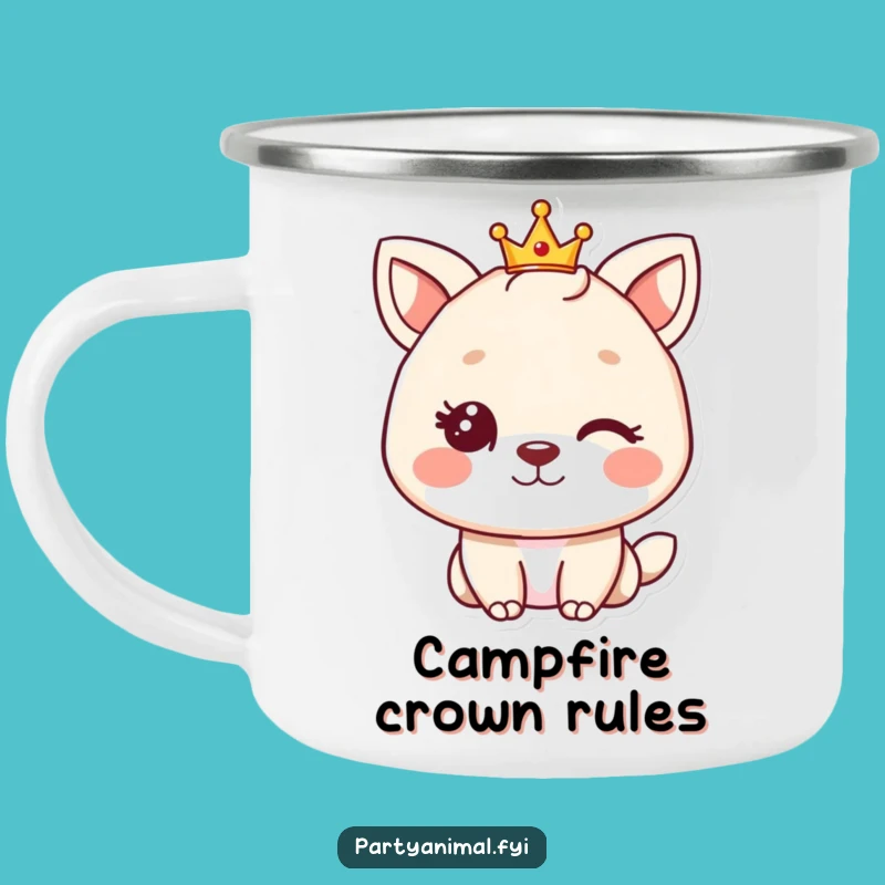 Funny Winking Animal Crown Camping Mug - Sip Like Royalty Outdoors!