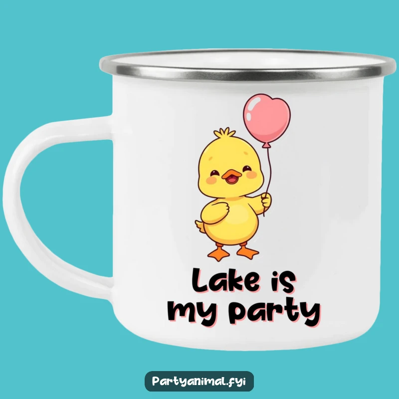 Funny Yellow Duck Balloon Camping Mug - Outdoor Cheerful Humor Gift