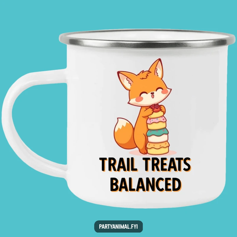 Funny Fox Baker Camping Mug: Durable Orange Fox with Cakes, Great Gift