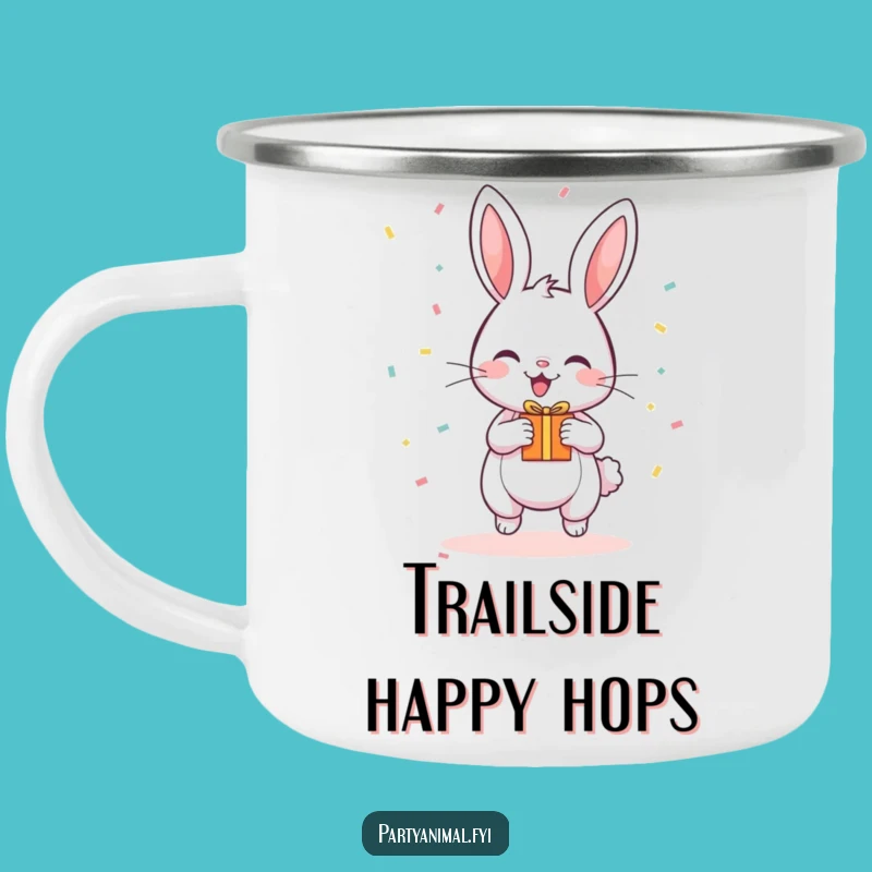 Funny Bunny Camping Mug - Confetti Gift Enamel Cup, Great Funny Gift