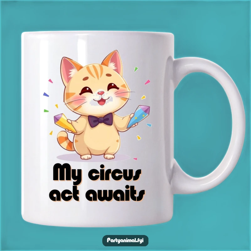 Funny Cat Juggling Confetti Mug - Purrfectly Hilarious Gift for Cat Lovers