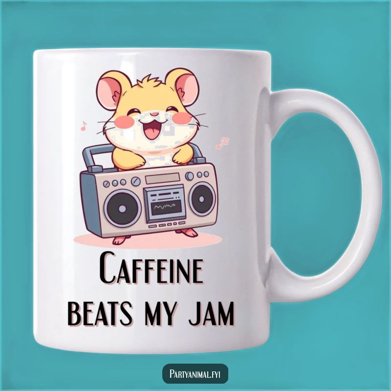 Funny Hamster Boombox Mug: Cheerful Rider Grooving, Perfect Funny Gift