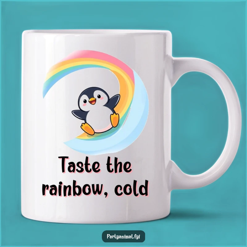 Funny Kawaii Penguin Rainbow Slide Mug: A Hilarious Gift for Penguin Lovers!