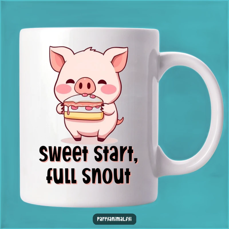 Funny Pig Cake Mug: Blushing Sweet Snout Balance, Perfect Funny Gift
