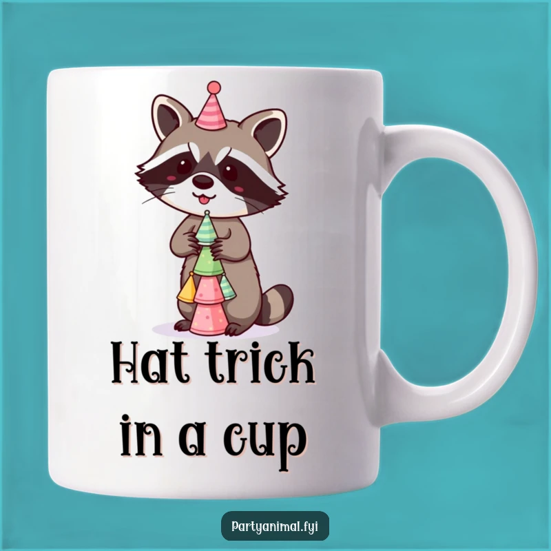 Funny Raccoon Mug: Party Hat Balancer - Hilarious Bandit Gift!