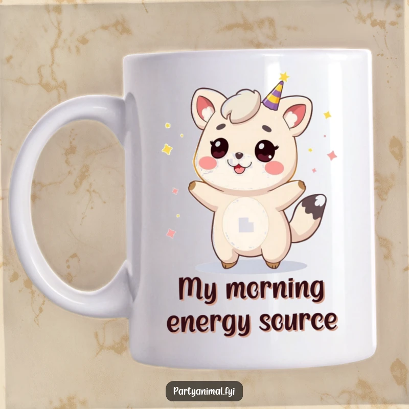 Funny animal character joyfully bouncing amidst colorful, glowing party lights, radiating pure celebration and energy.