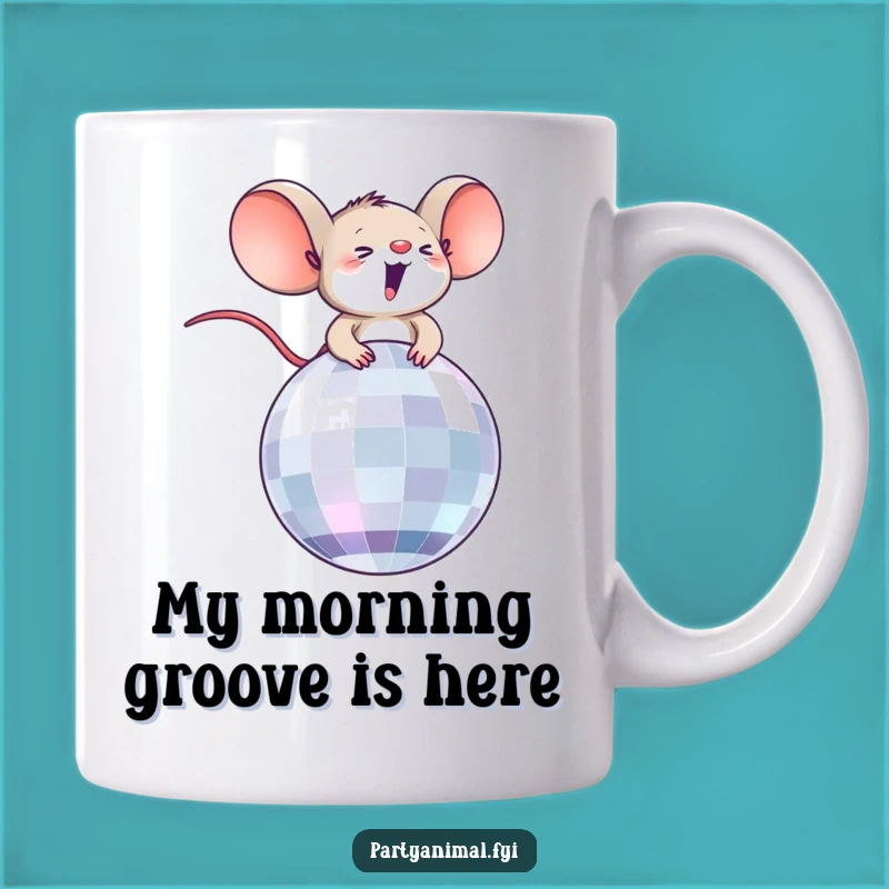 Funny Thrilled Mouse on Disco Ball Mug: The Perfect Hilarious Gift!