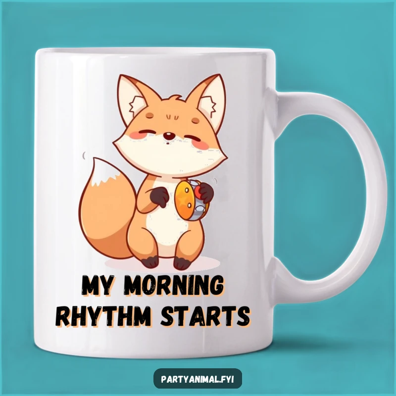 Funny Fox Tambourine Mug: Energetic & Joyful Animal, Perfect Funny Gift!