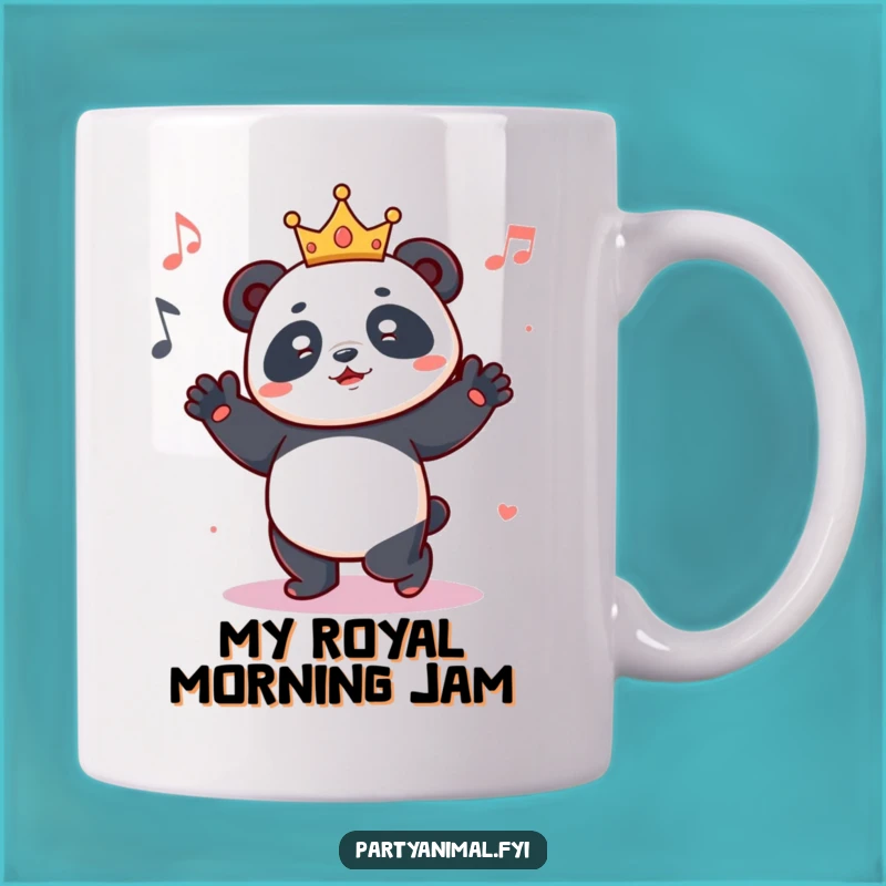 Funny Dancing Panda Crown Mug - Royal Groovy Gift for Music Lovers