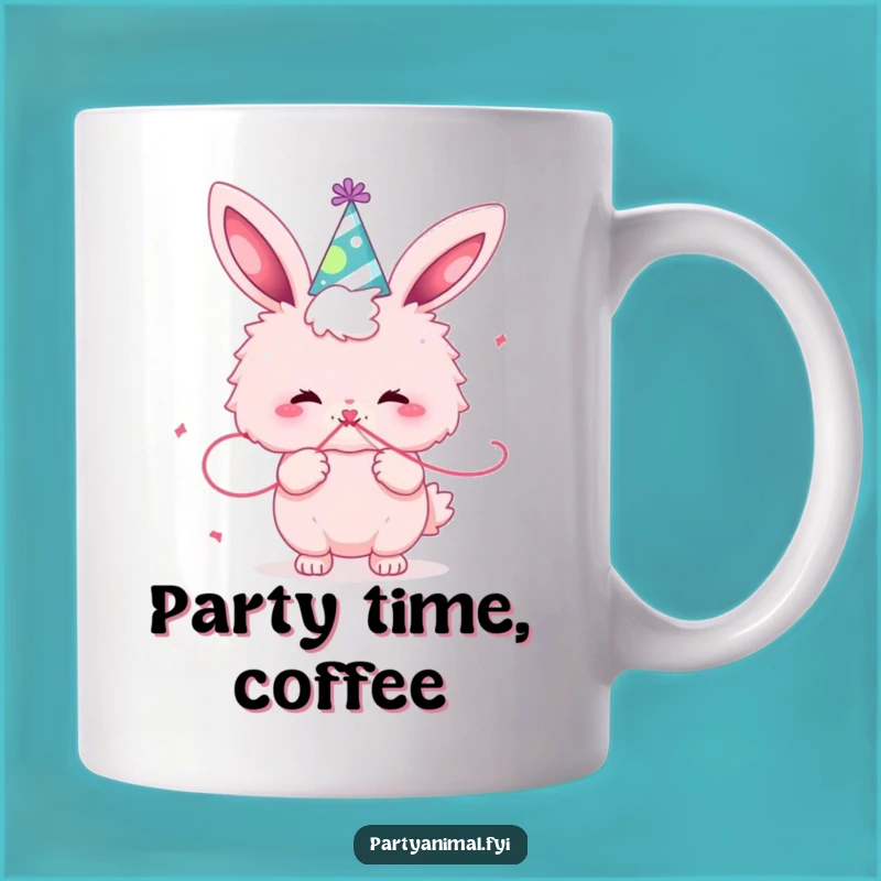 Funny Pink Bunny Party Hat Mug - Cheerful Celebration Gift Idea