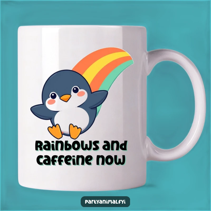 Funny Penguin Rainbow Slide Mug - Hilarious Adventure Gift Idea