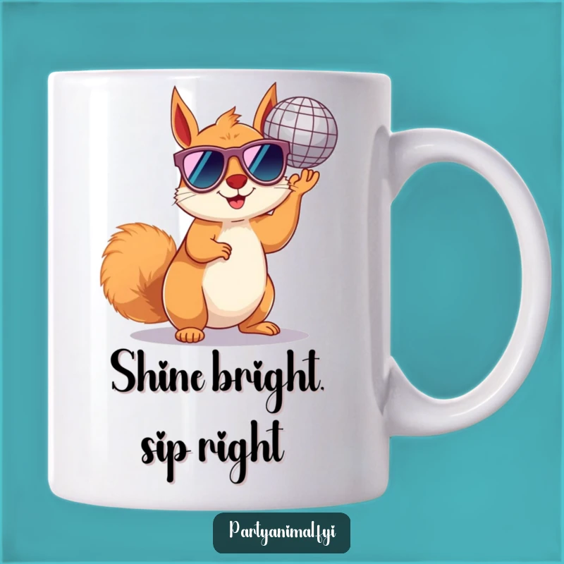 Funny Squirrel Disco Mug: Party Animal Fun with Sunglasses and Disco Ball!