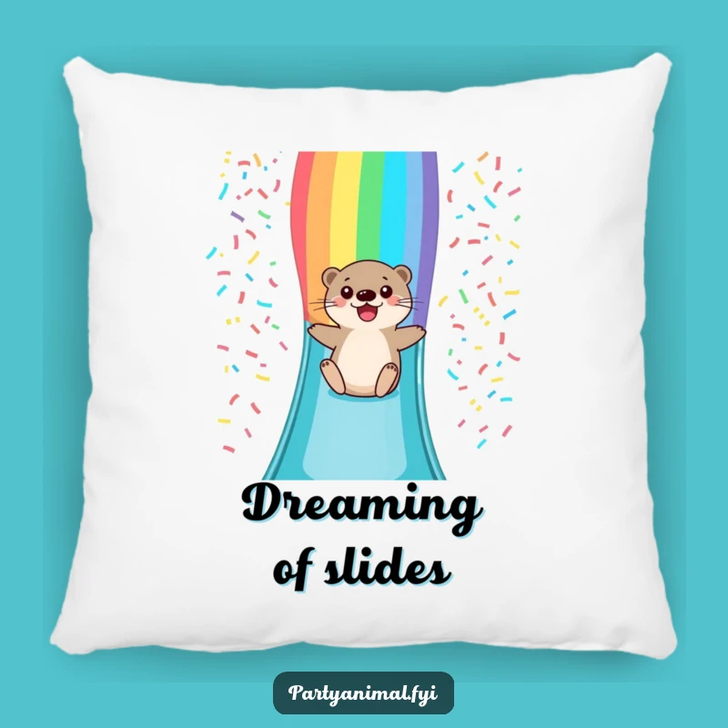 Funny Otter Rainbow Slide Pillow: Cozy Comfort and Cheerful Decor