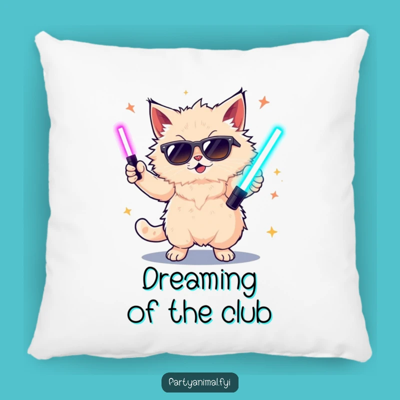 Funny Cat Dancing Pillow: Cozy Glow Stick Party Cushion, Hilarious Home Decor Gift