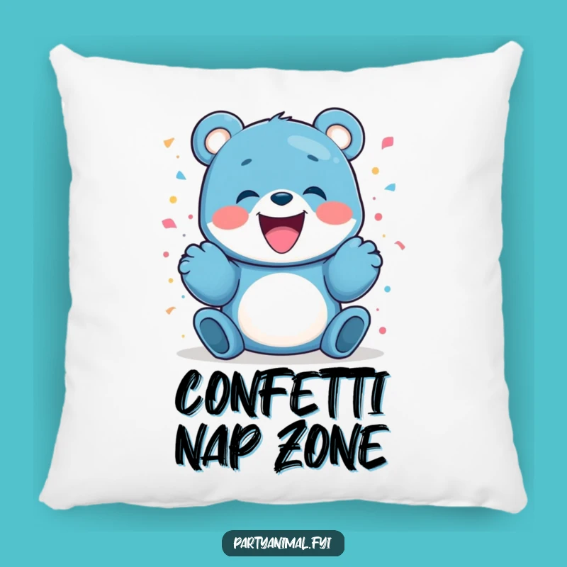 Funny Blue Bear Confetti Pillow - Cozy Comfort & Festive Decor Gift