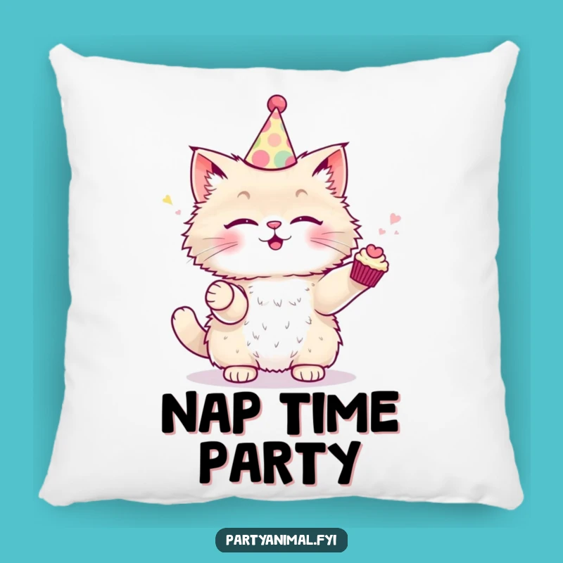 Funny Cat Pillow - Cozy Juggling Cupcakes Accent Cushion, Perfect Funny Gift