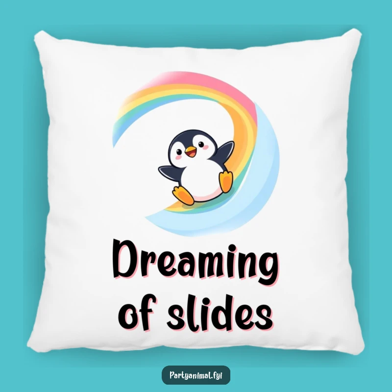 Funny Kawaii Penguin Rainbow Slide Pillow: Comfy and Hilarious Decor!