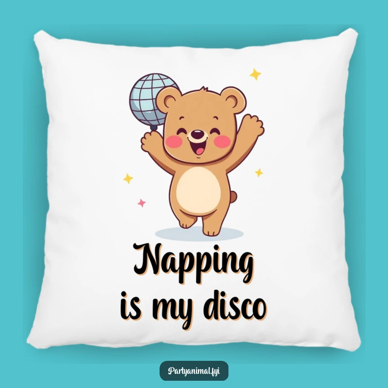 Funny Dancing Bear Disco Ball Pillow - Comfy & Groovy Decor Accent