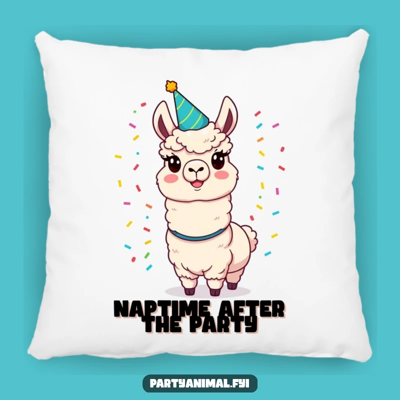 Funny Llama Party Pillow: Cozy Comfort with a Juggling Confetti Llama