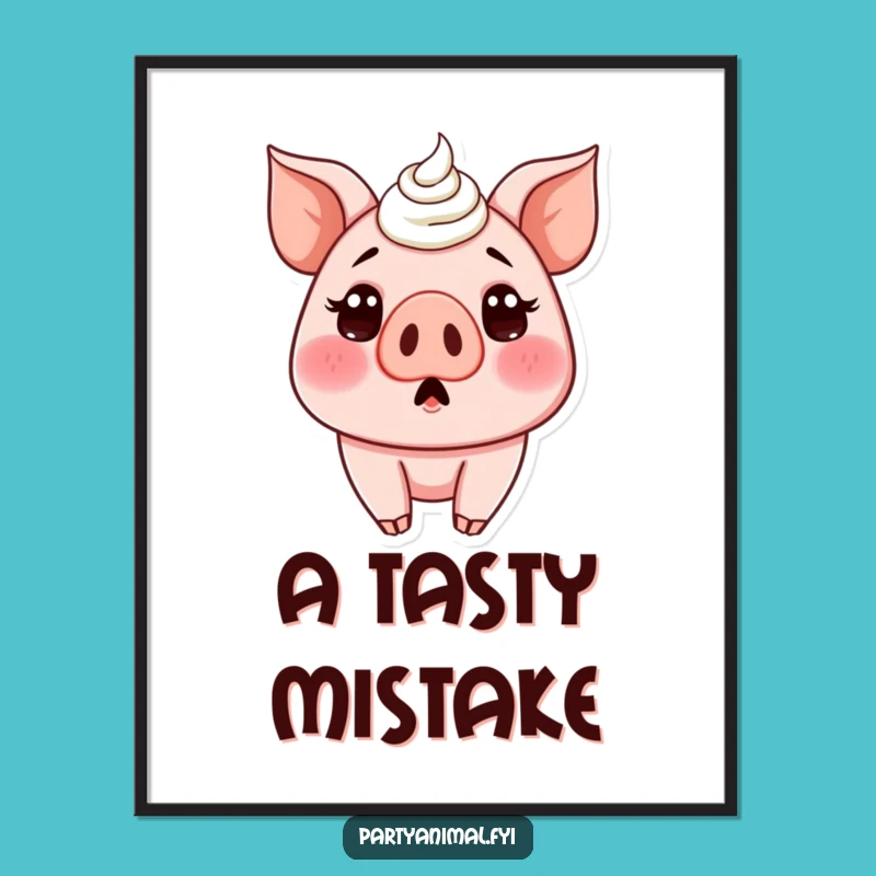 Funny Pig Frosting Digital Art Print - Instant Humorous Decor for Any Space