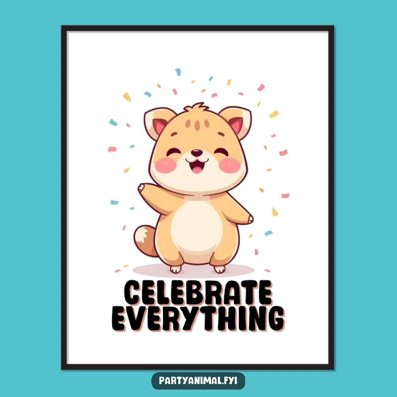 Instant Joy: Funny Animal Confetti Juggling Digital Art Print