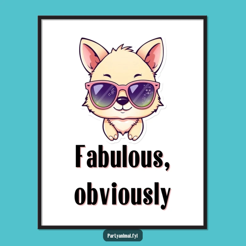 Funny Animal Wink Sunglasses Digital Art: Instant Cool Decor, Hilarious Funny Gift Download