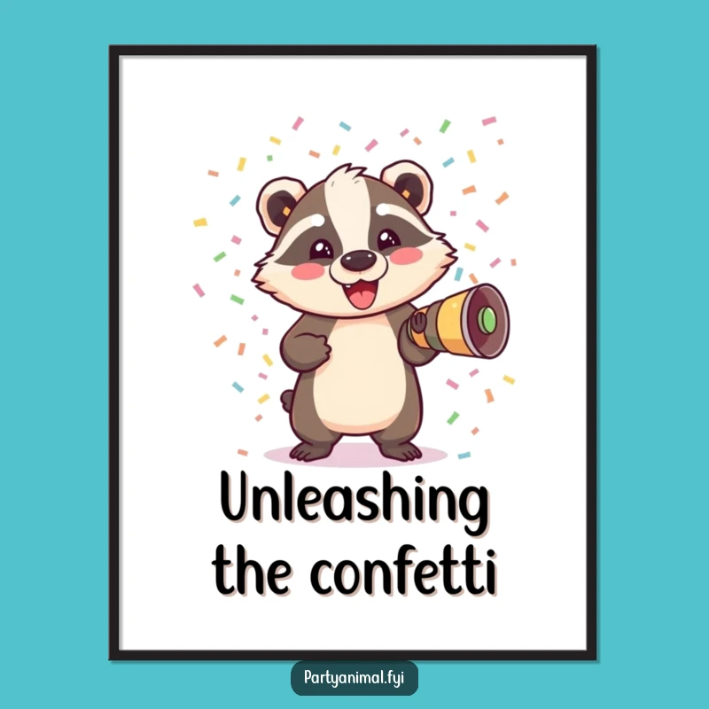 Funny Badger Confetti Digital Art: Instant Celebration for Your Walls